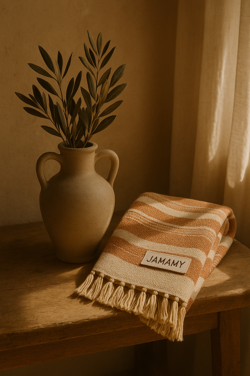 Jarrón de cerámica artesanal con esmalte terracota, un producto de Jamamy.